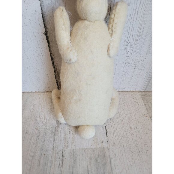 Felt white Easter Bunny spring plush home decor figure vintage unique - Picture 7 of 9